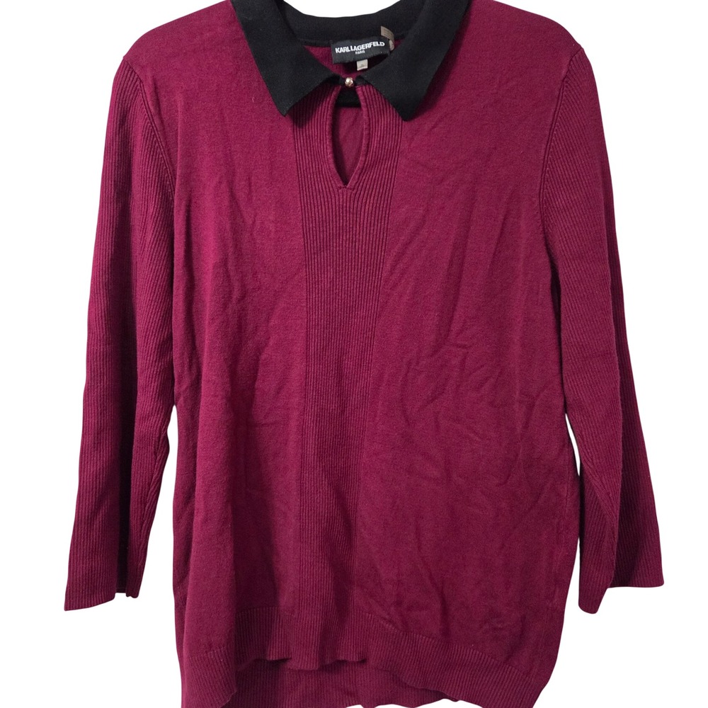 Karl Lagerfeld burgundy keyhole sweater size XL‎